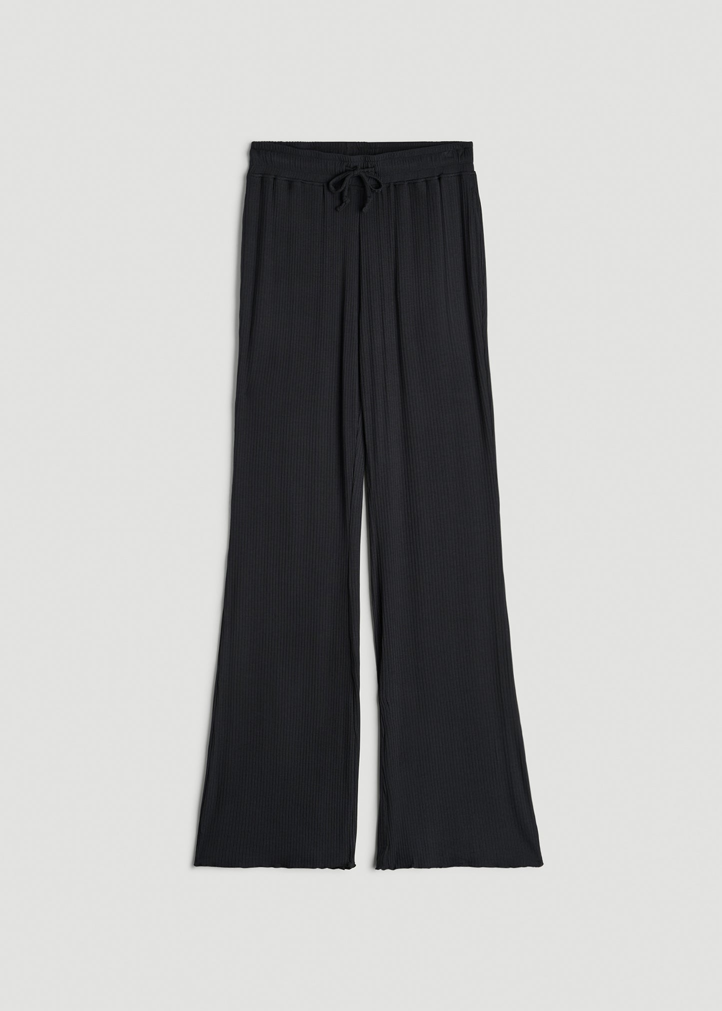 Ribbed Flare Pants for Tall Women in Black