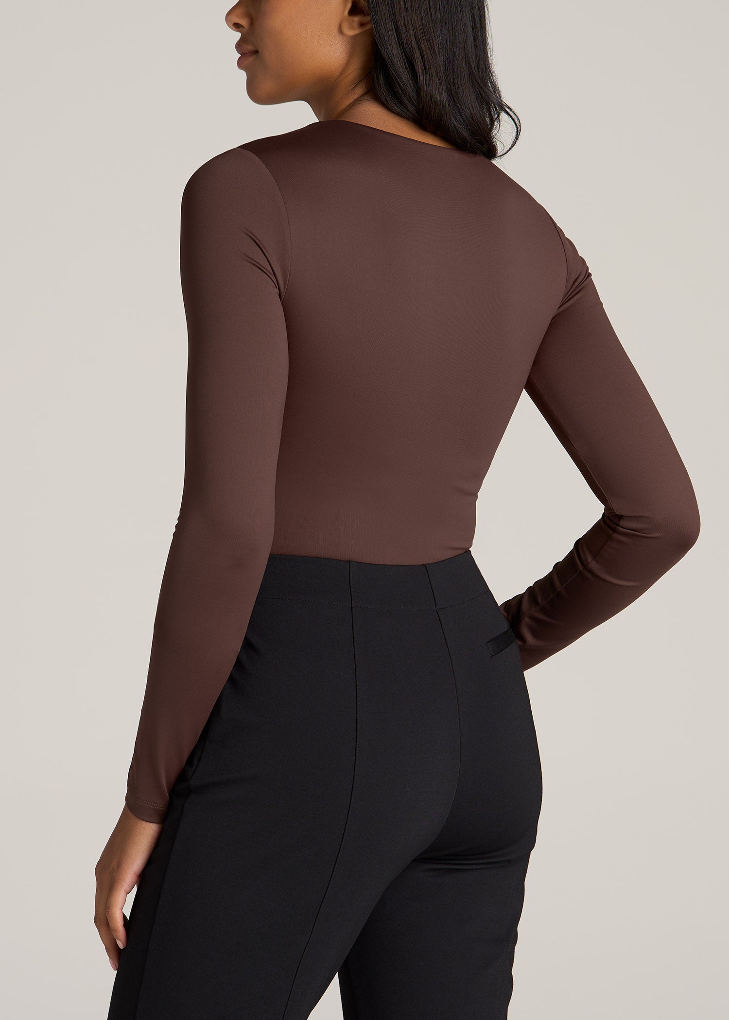 American-Tall-Women-Long-Sleeve-Bodysuit-Chocolate-back