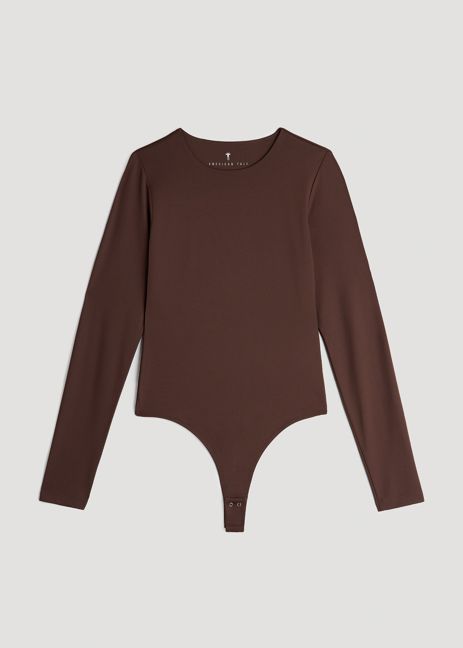 American-Tall-Women-Long-Sleeve-Bodysuit-Chocolate-laydown