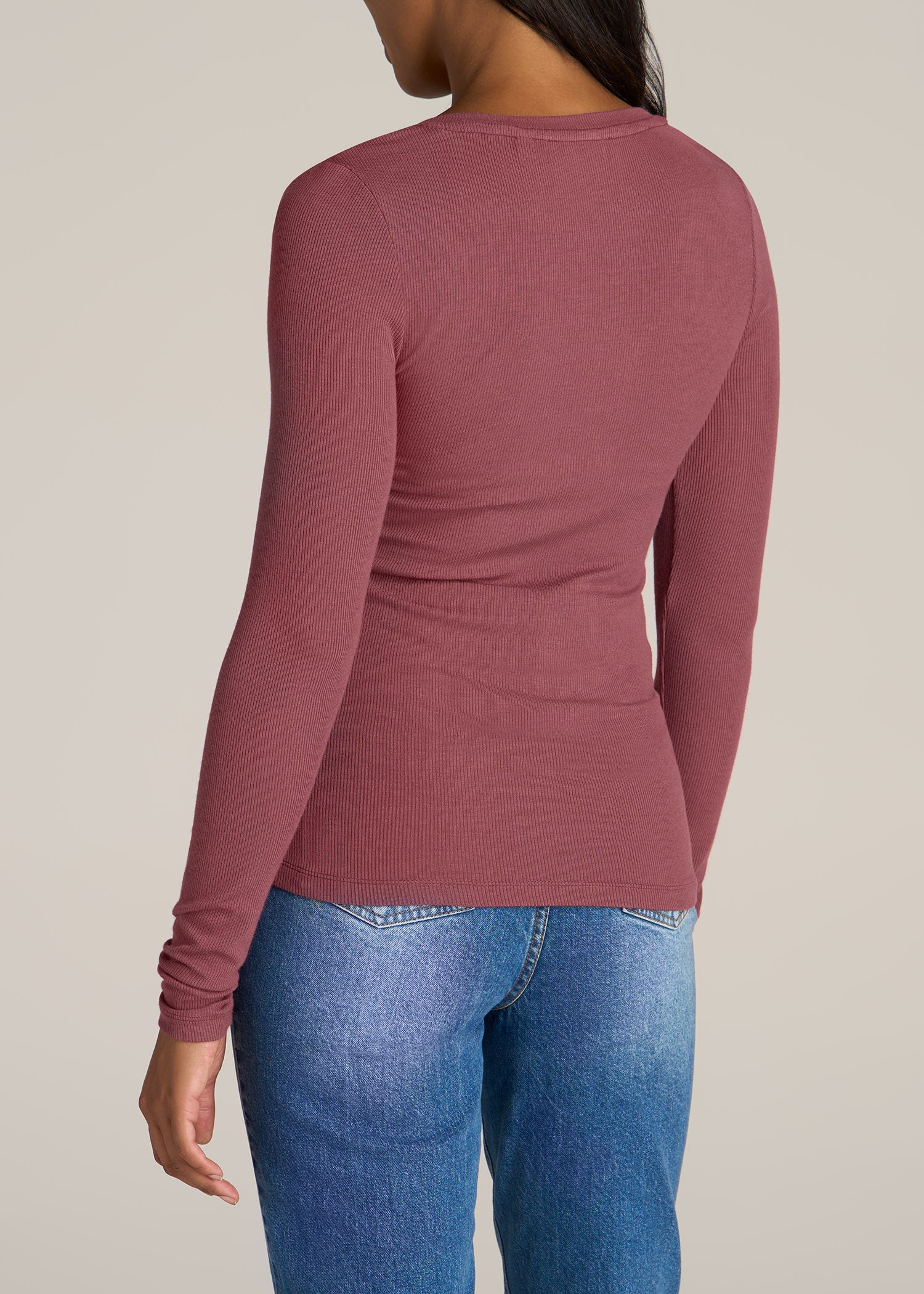 American-Tall-Women-Long-Sleeve-Ribbed-V-Neck-Henley-Astrodust-back