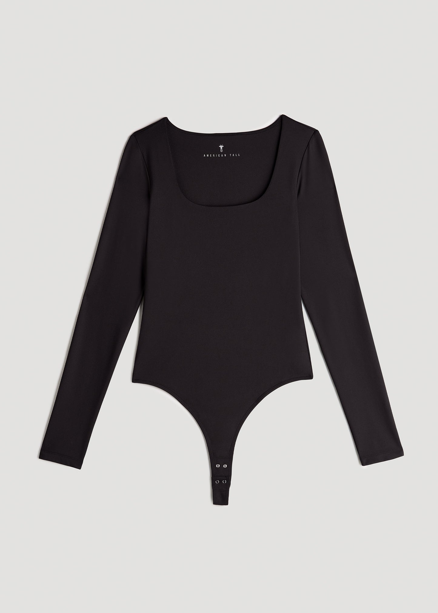 American-Tall-Women-Long-Sleeve-Square-Neck-Bodysuit-Black-laydown