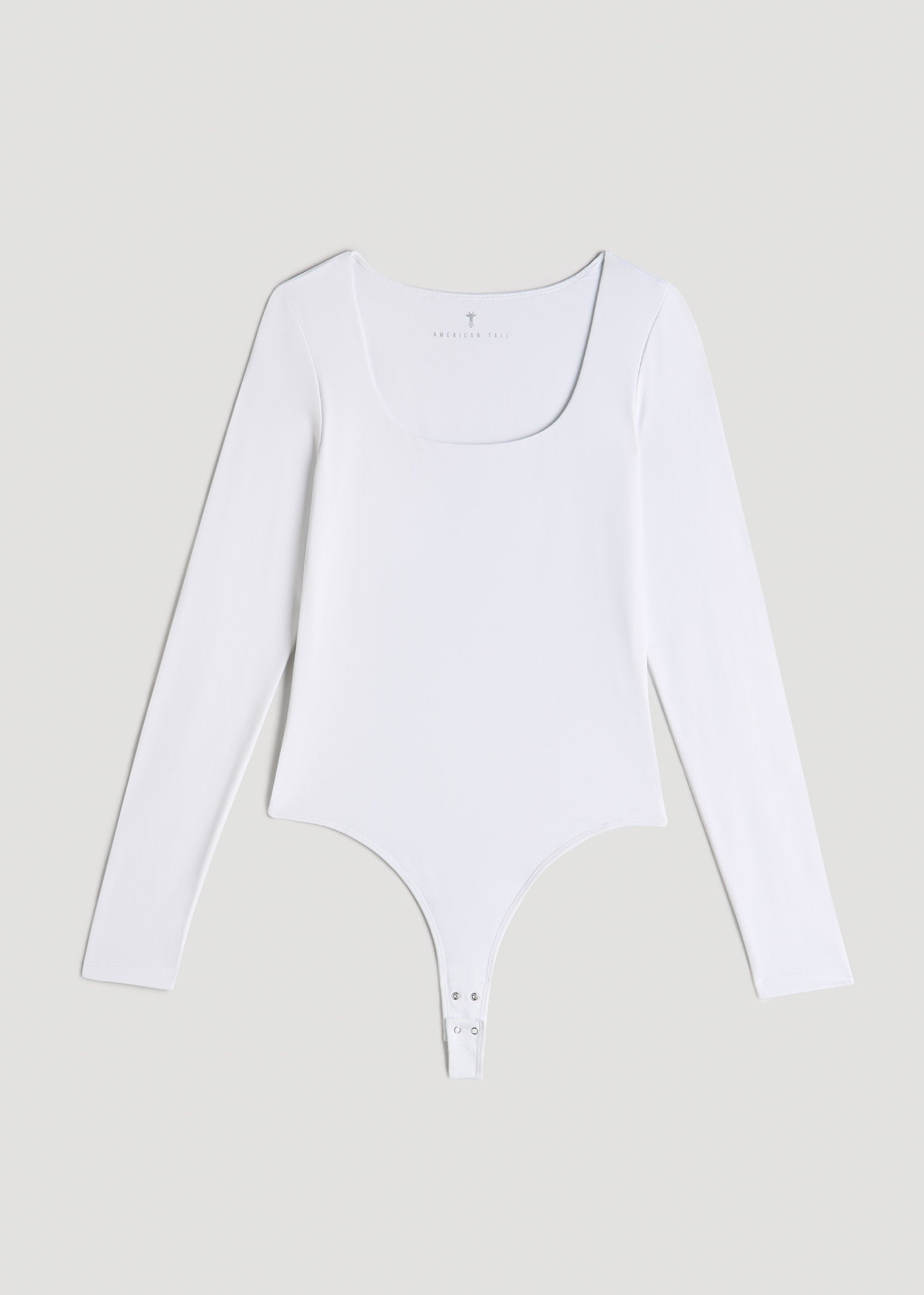 American-Tall-Women-Long-Sleeve-Square-Neck-Bodysuit-Bright-White-laydown