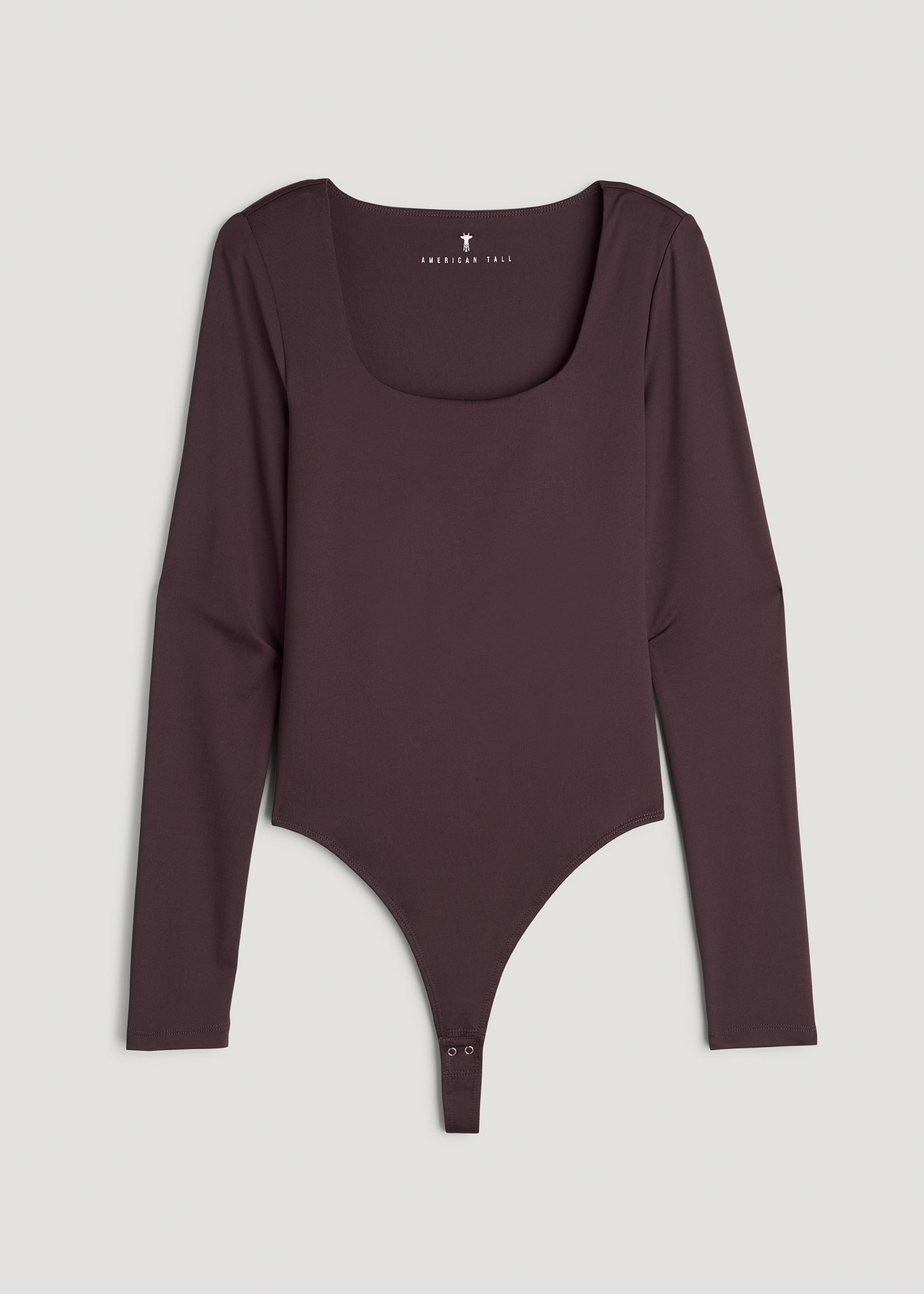 Long Sleeve Square Neck Bodysuit for Tall Women in Deep Purple