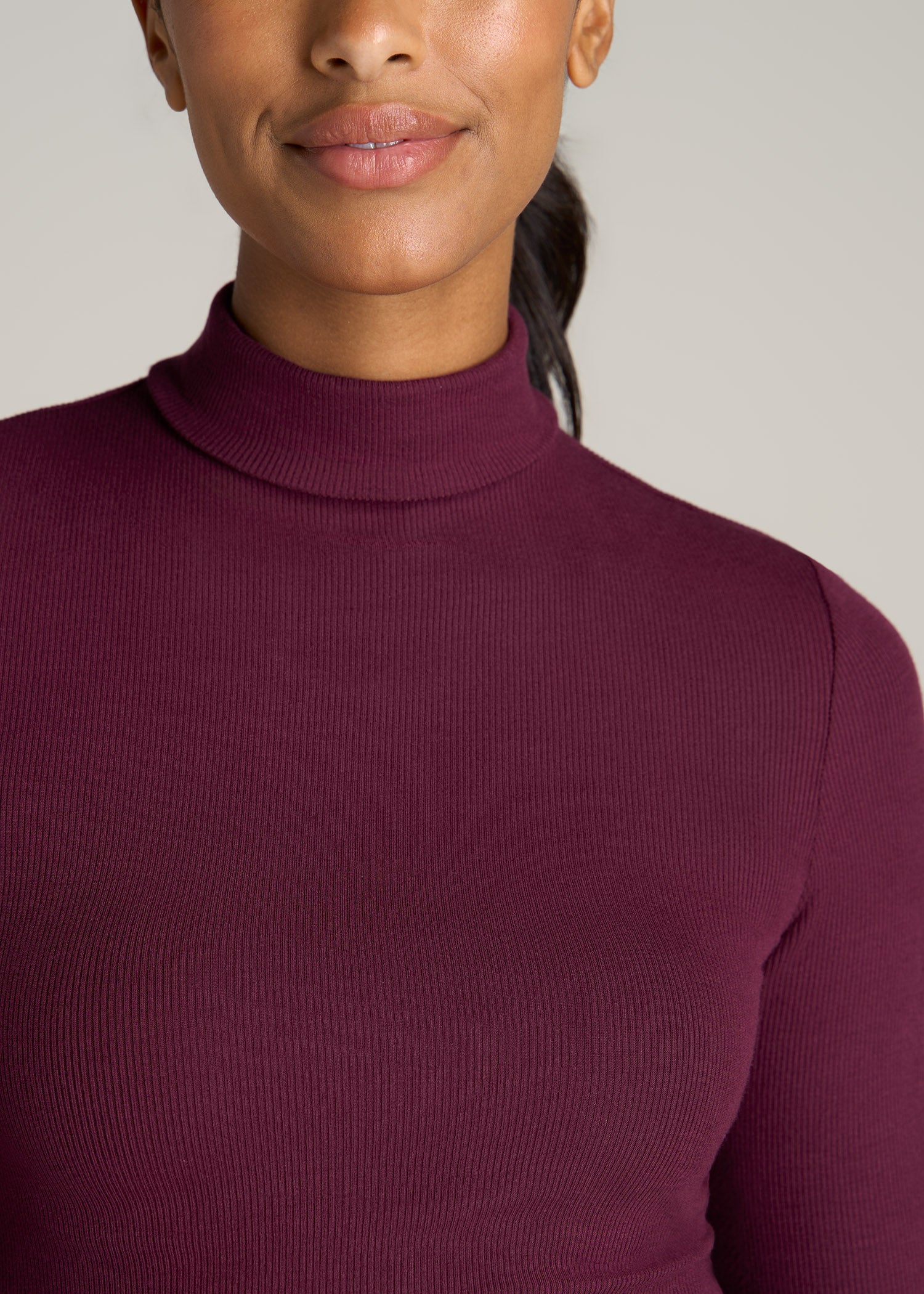 American-Tall-Women-Long-Sleeved-Ribbed-Turtleneck-Tee-Elderberry-detail