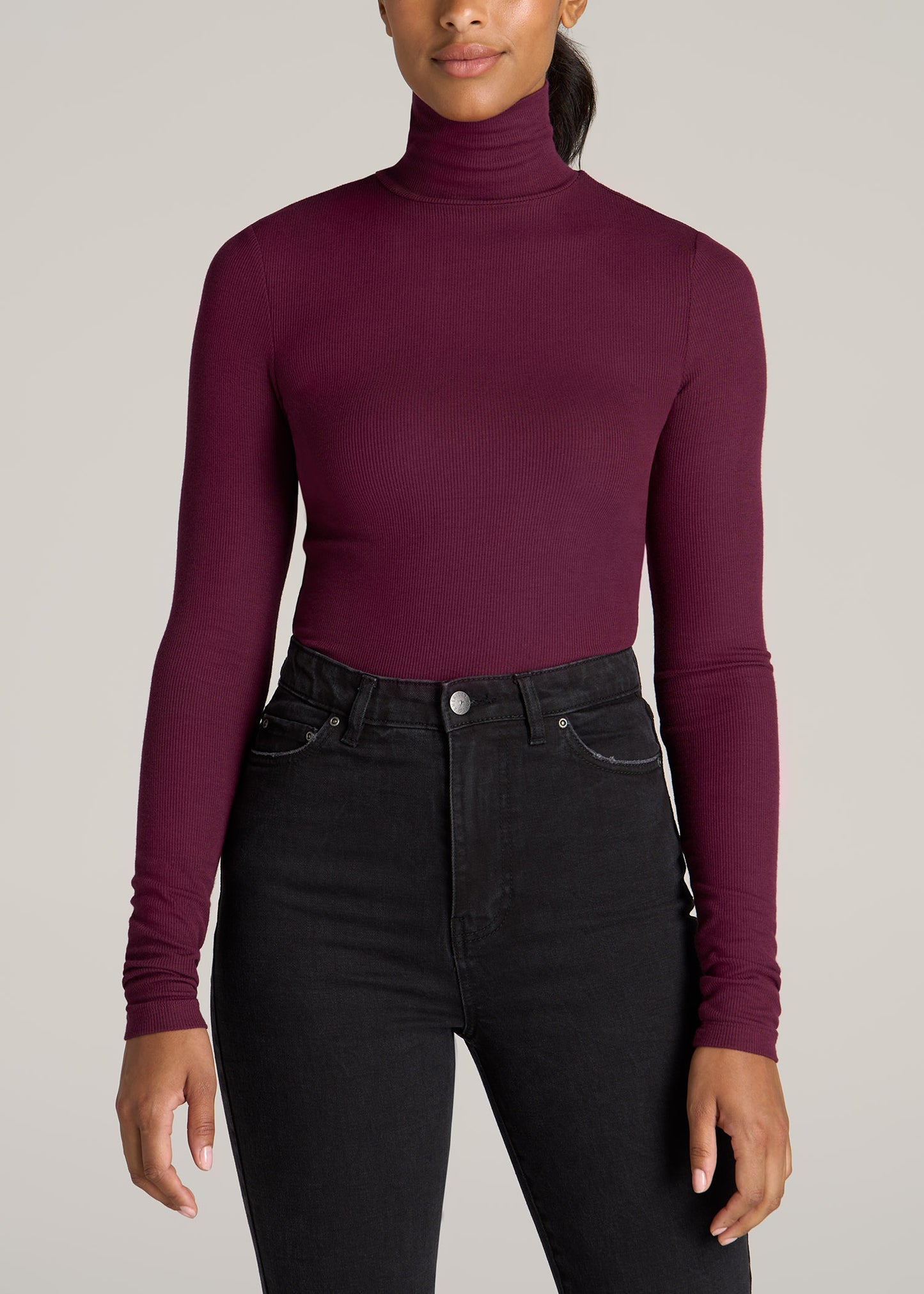 American-Tall-Women-Long-Sleeved-Ribbed-Turtleneck-Tee-Elderberry-front