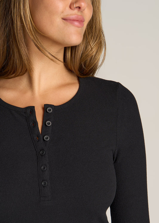 American-Tall-Women-Long-sleeve-Ribbed-Crewneck-Henley-Black-detail