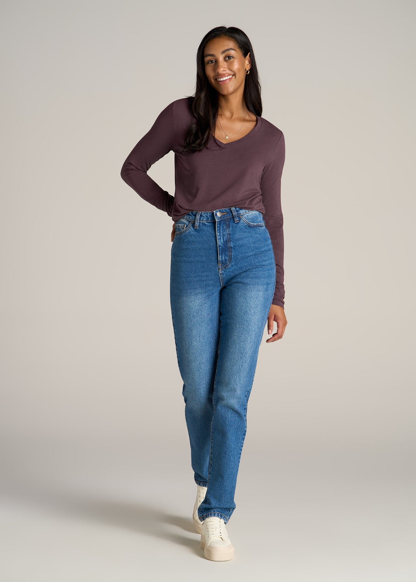 American-Tall-Women-Long-sleeve-scoop-v-neck-tee-merlot-full