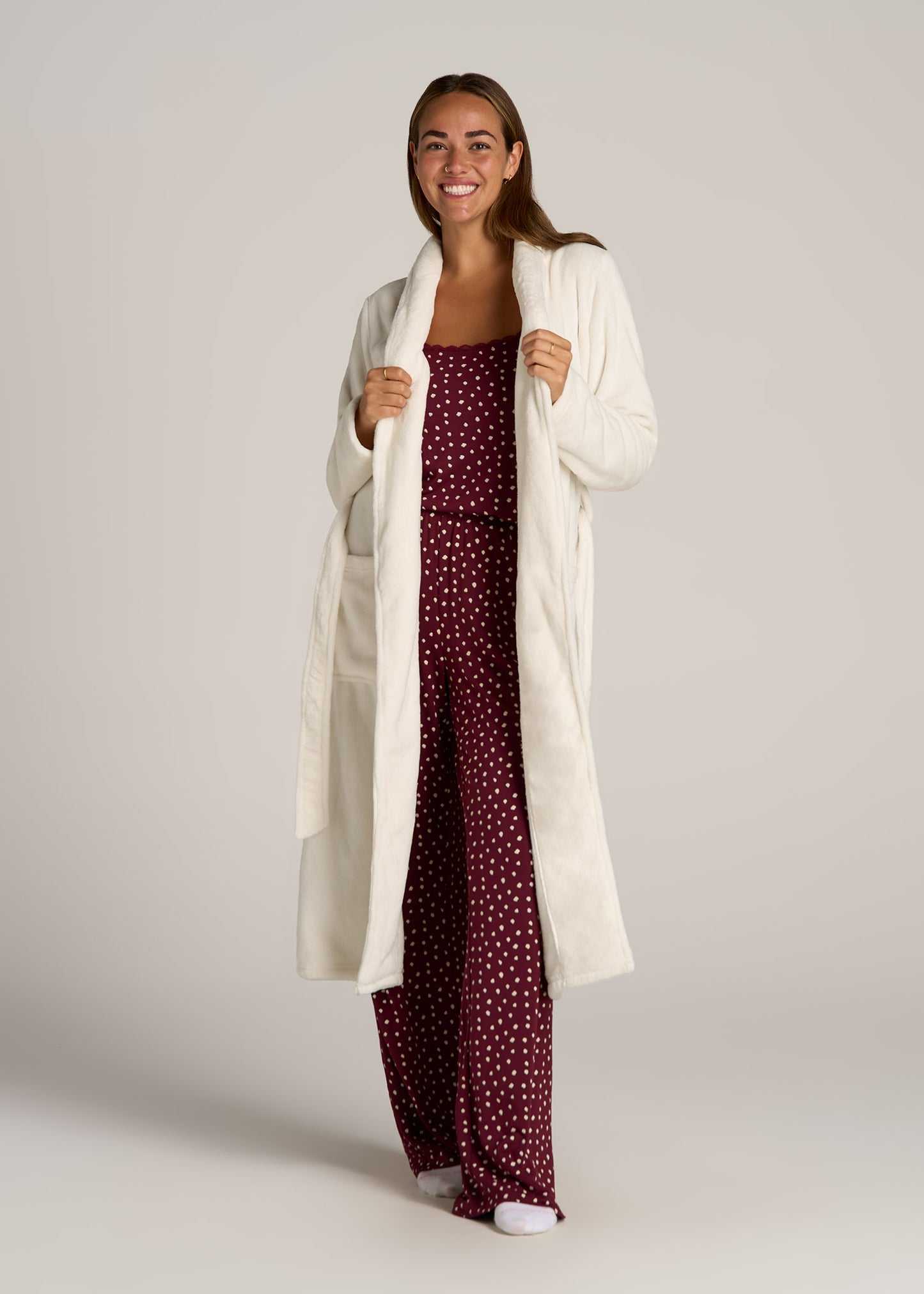 Women's Tall Lounge Robe in White Alyssum