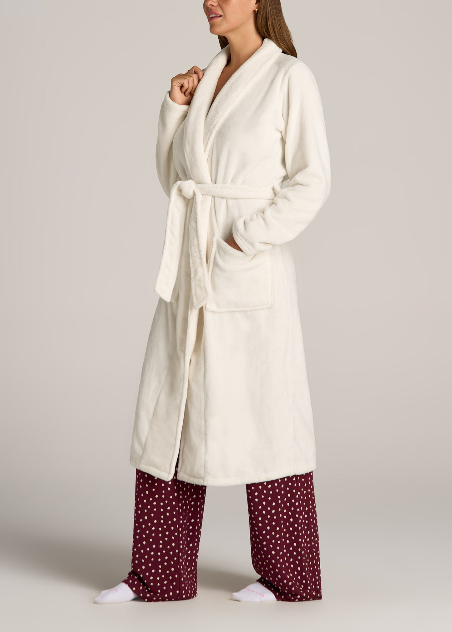 Women's Tall Lounge Robe in White Alyssum