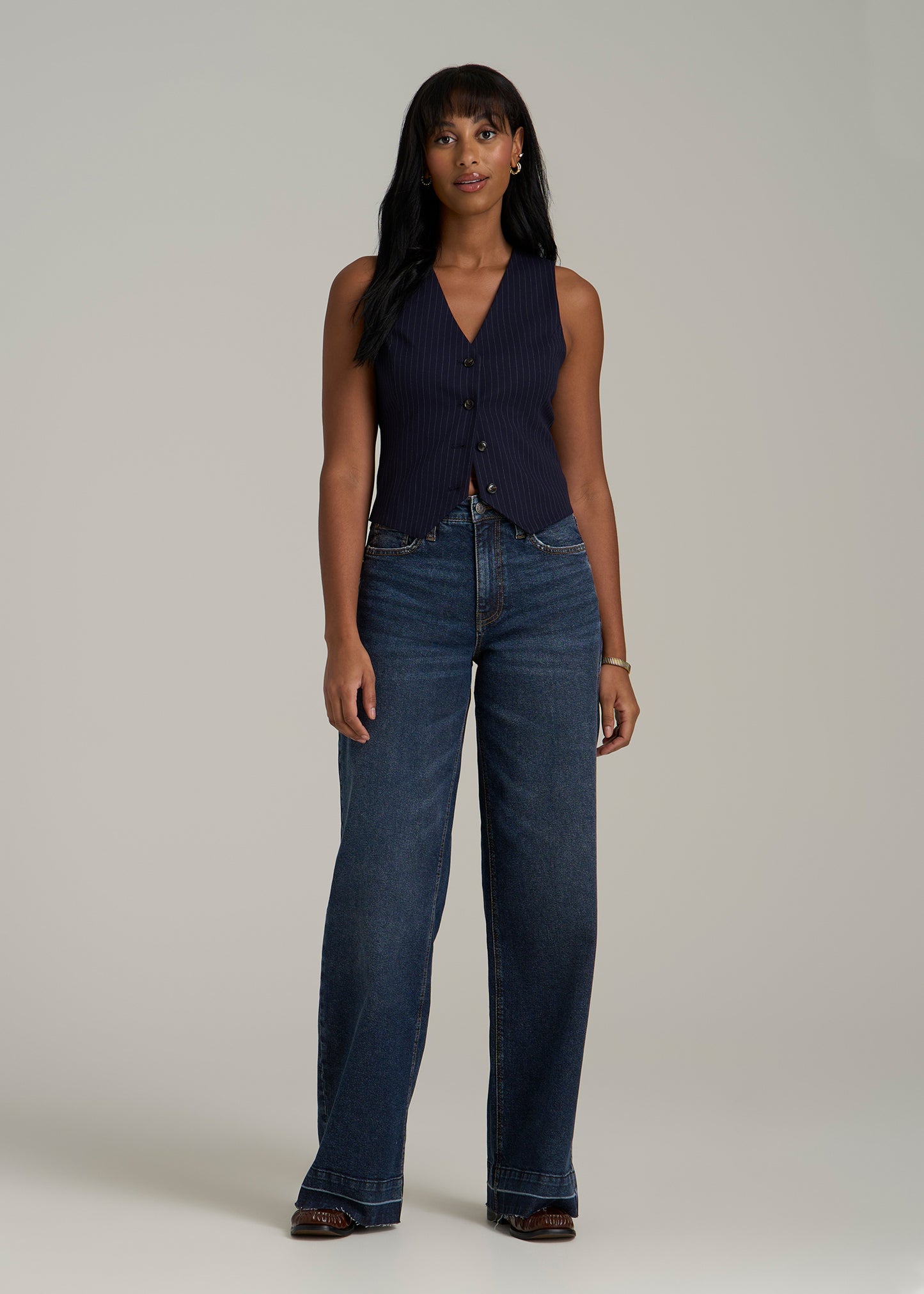 Luna High Rise Wide Leg Tall Jeans for Women in Faded Dark Indigo