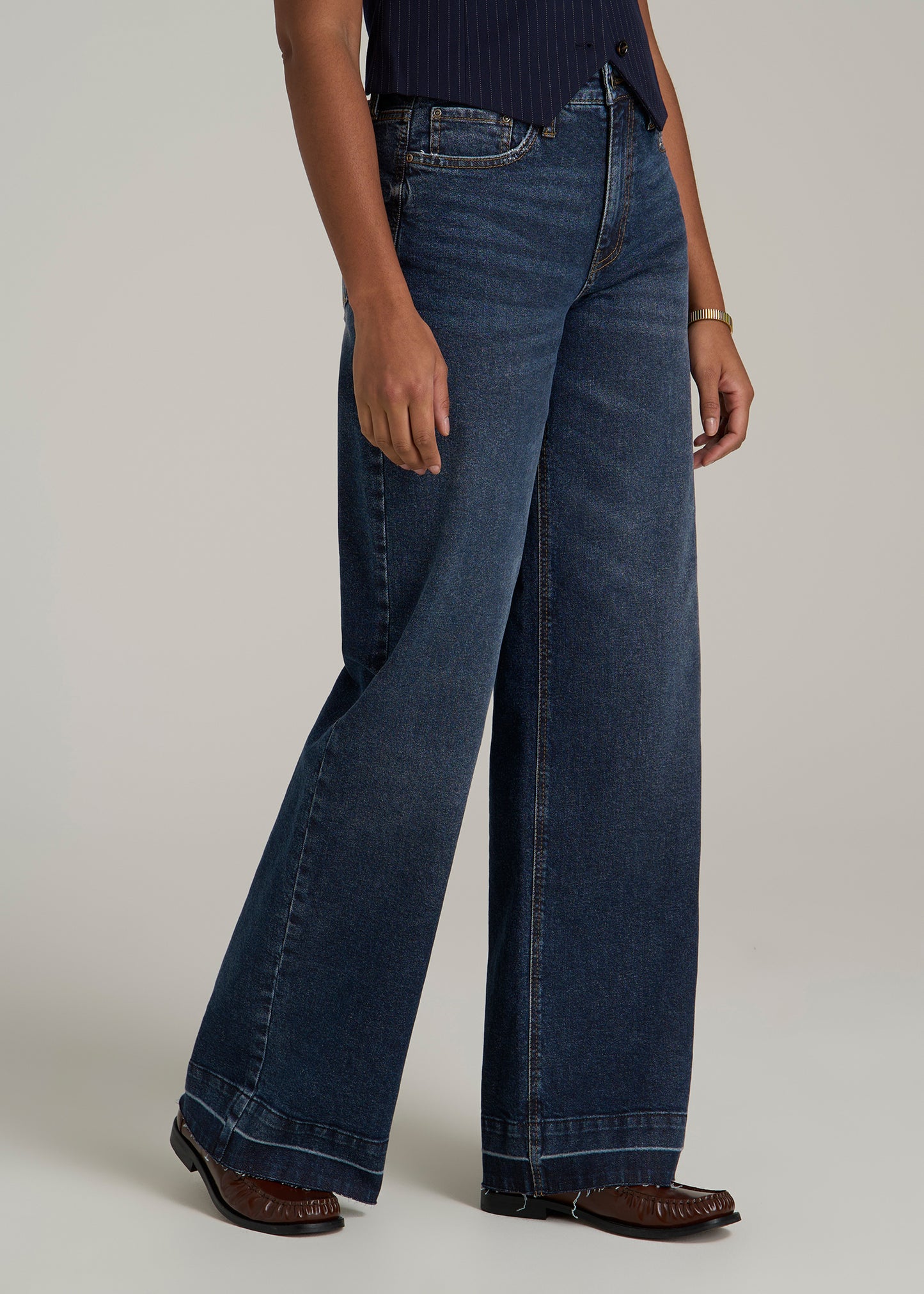 Luna High Rise Wide Leg Tall Jeans for Women in Faded Dark Indigo