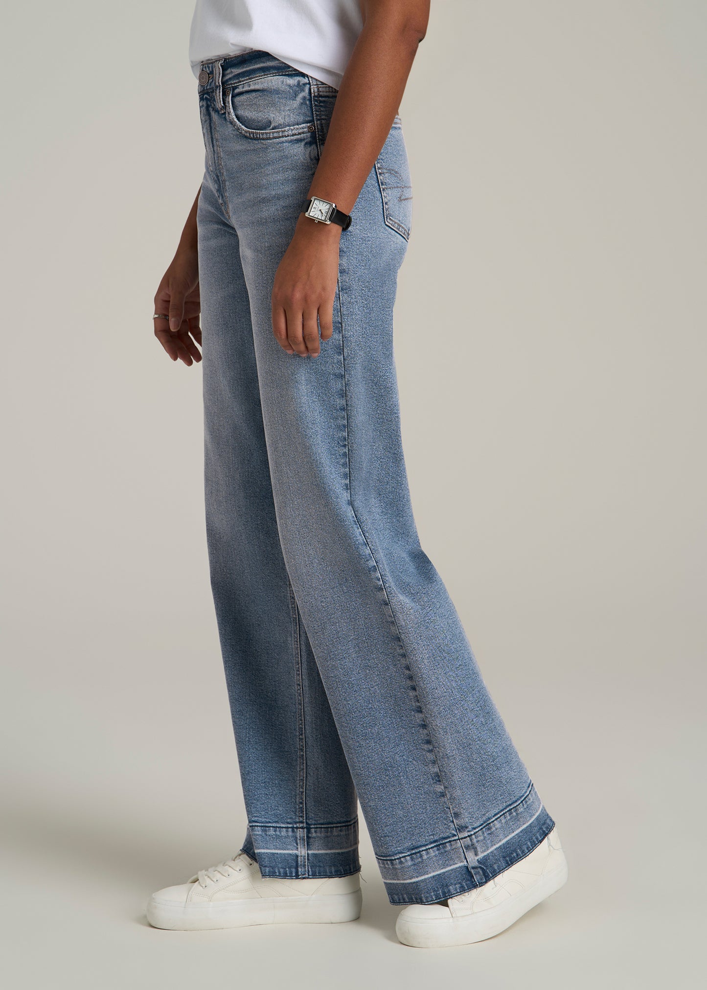 Luna High Rise Wide Leg Tall Jeans for Women in Perfect Blue