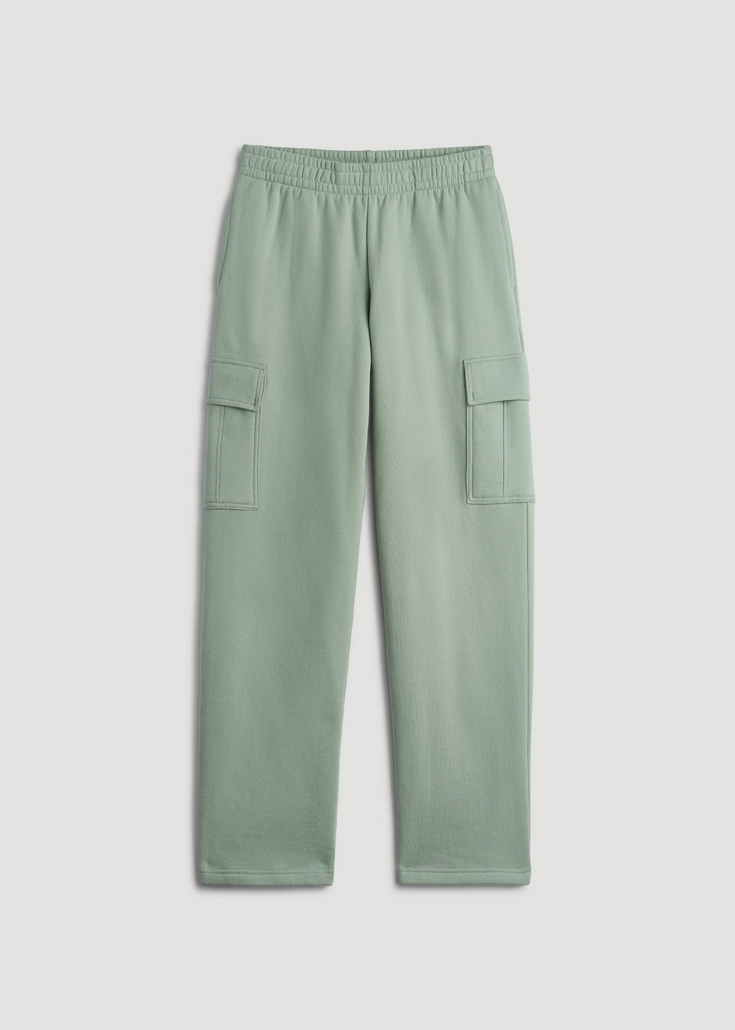 Mid Rise Cargo Fleece Sweatpants for Tall Women in Seagrass