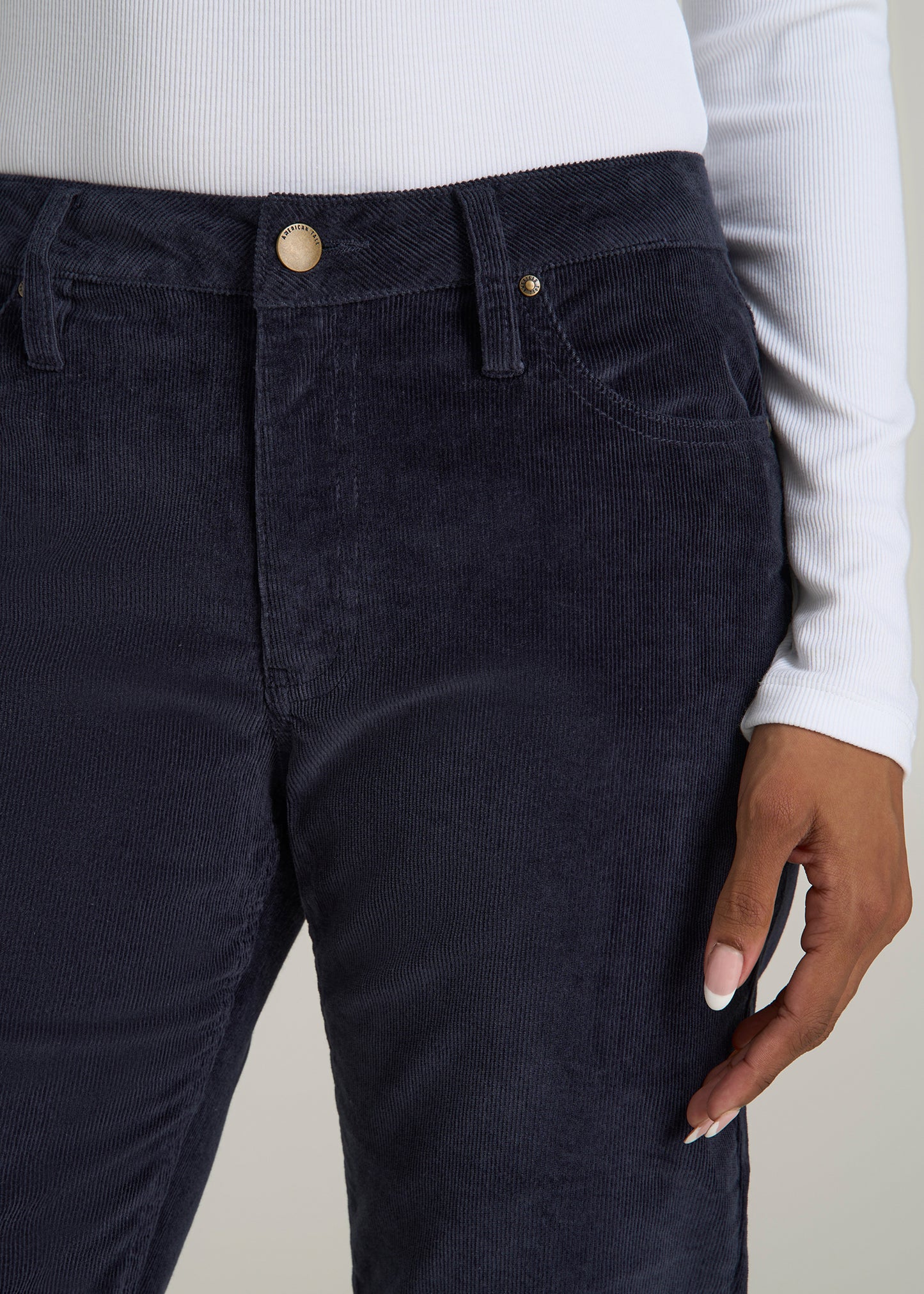 Mid Rise Mini Bootcut Tall Corduroy Pants for Women in Patriot Blue