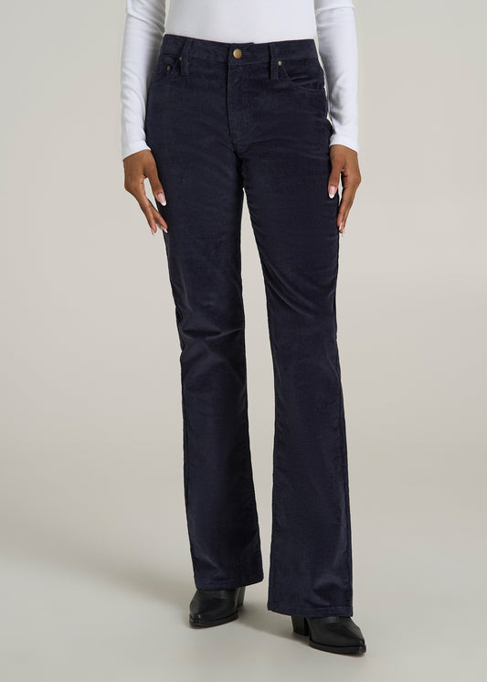 Mid Rise Mini Bootcut Tall Corduroy Pants for Women in Patriot Blue