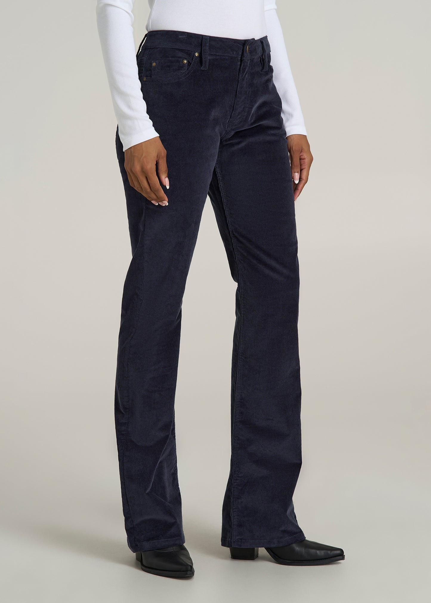 Mid Rise Mini Bootcut Tall Corduroy Pants for Women in Patriot Blue