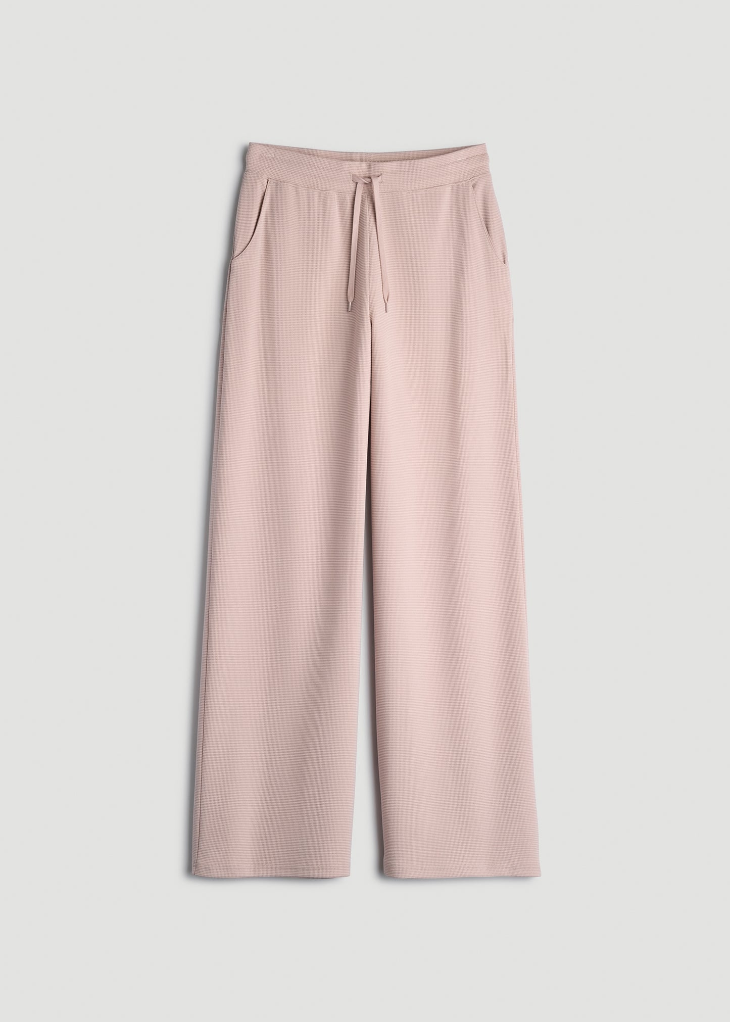 Mid-Rise Waffle Wide-Leg Pants for Tall Women in Desert Rose