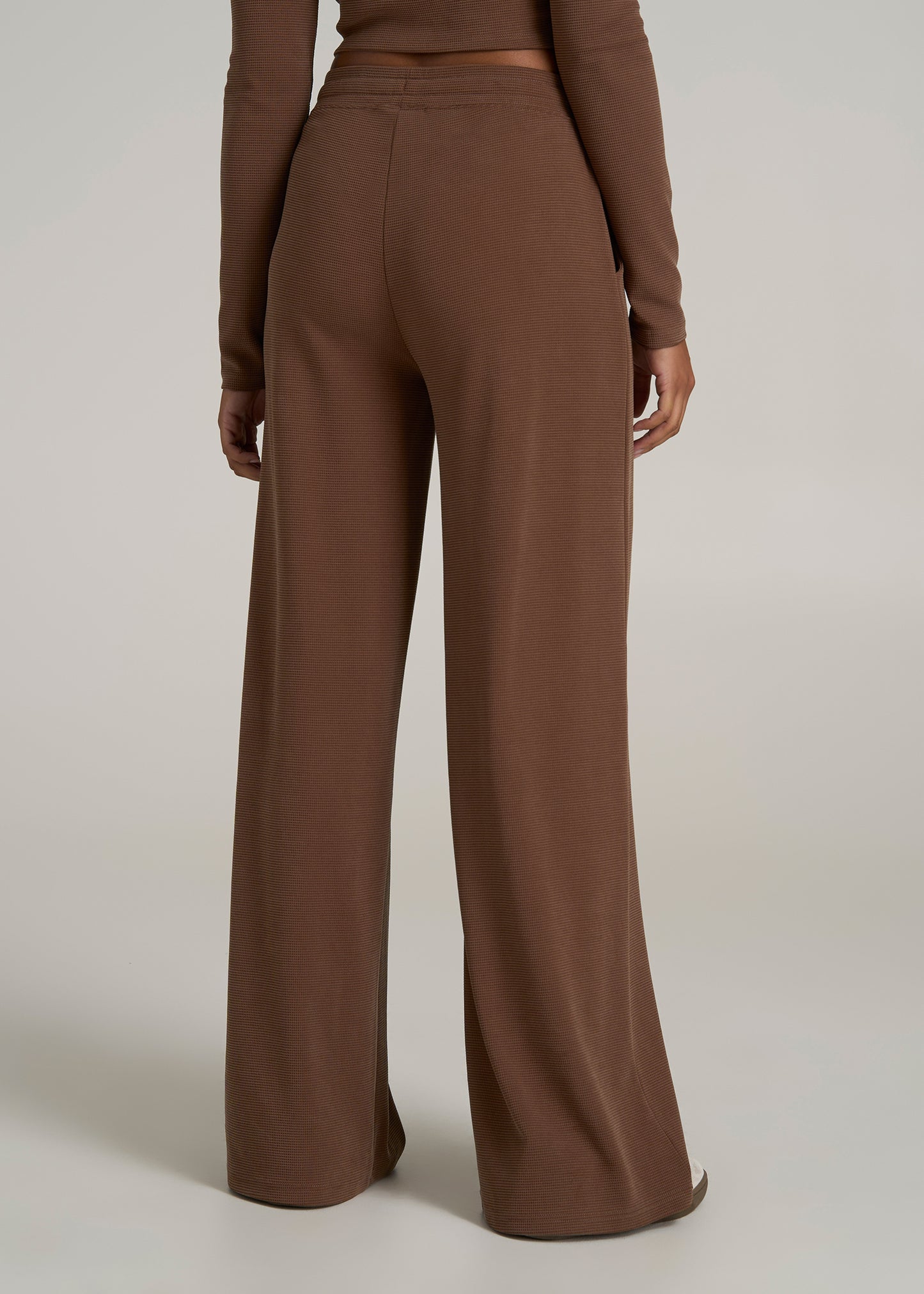 Mid-Rise Waffle Wide-Leg Pants for Tall Women in Otter Brown