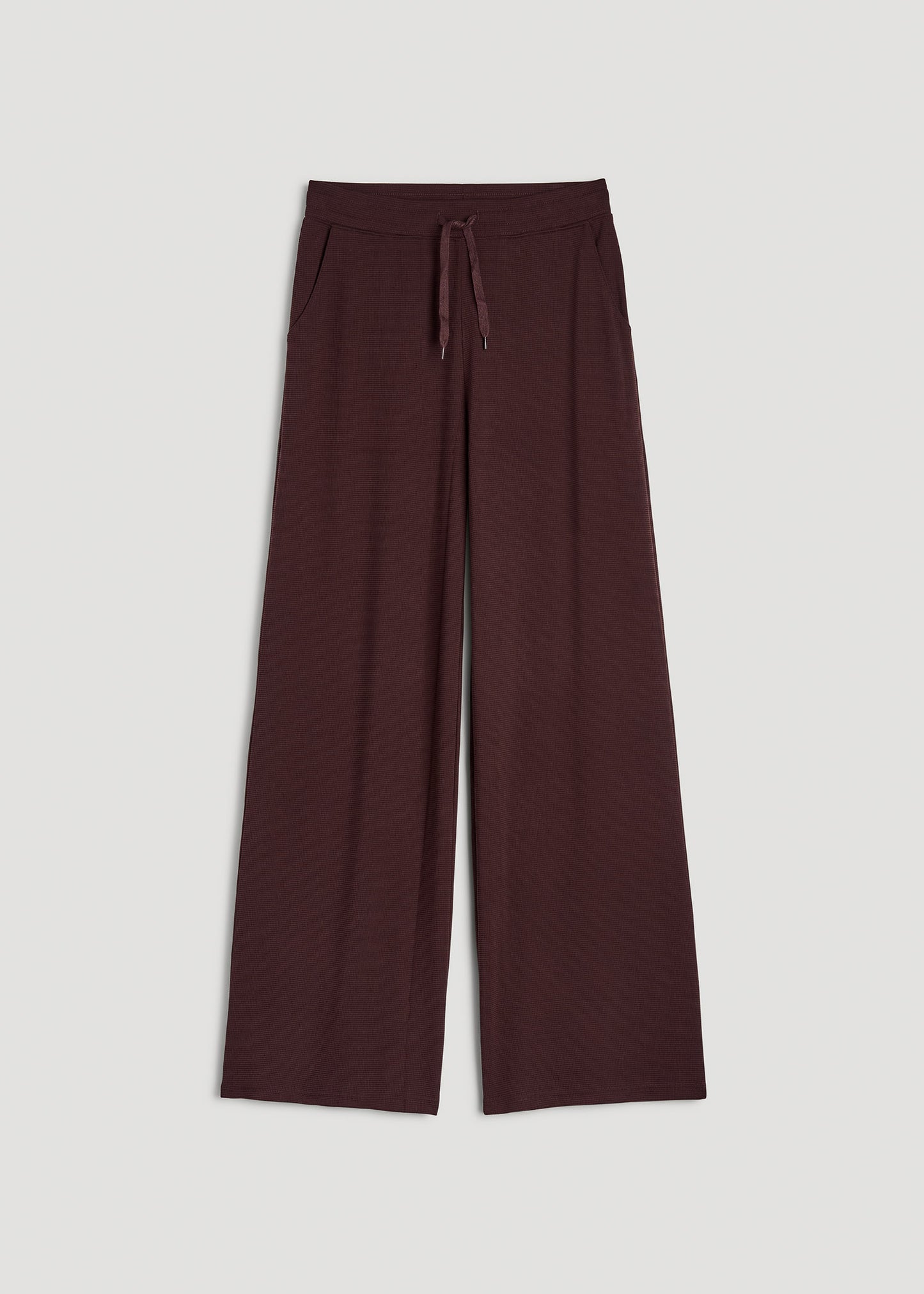 Mid-Rise Waffle Wide-Leg Pants for Tall Women in Oxblood