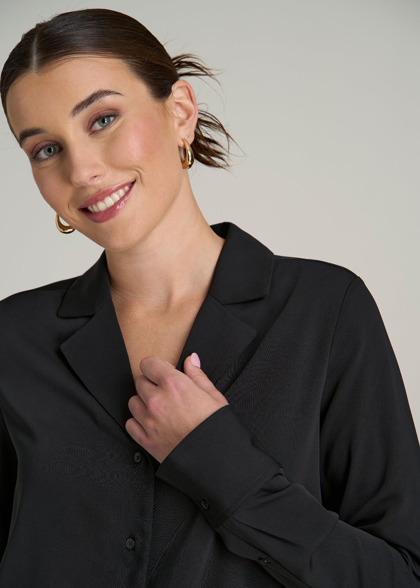 Notch Collar Tall Women's Blouse in Black