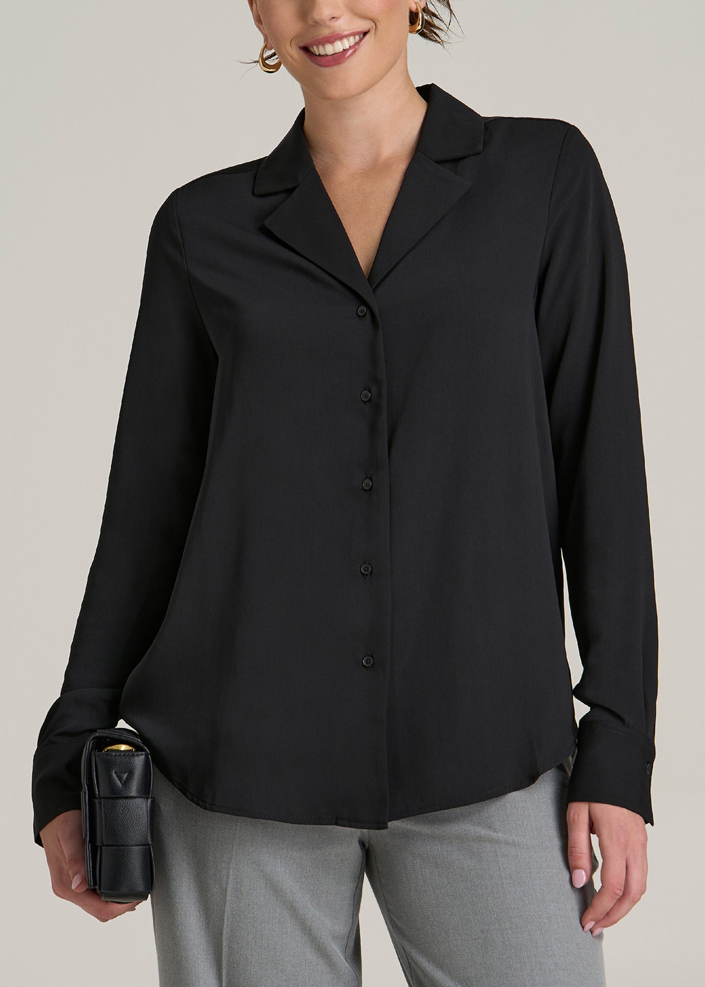 Notch Collar Tall Women's Blouse in Black