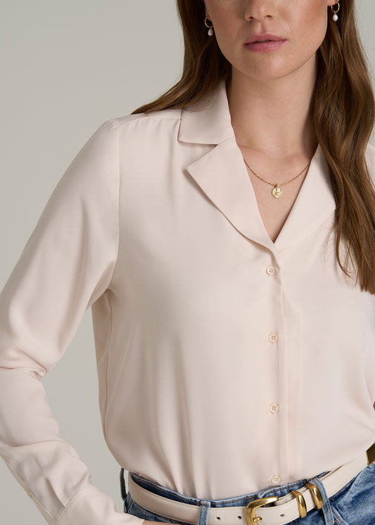 Notch Collar Tall Women's Blouse in Shell