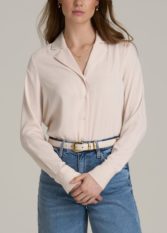 Notch Collar Tall Women's Blouse in Shell