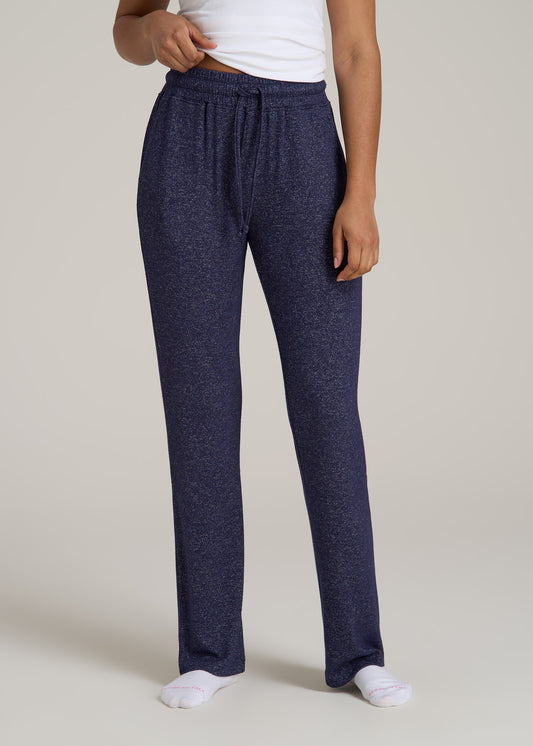 Open-Bottom Cozy PJ Lounge Pants for Tall Women in Regal Blue Mix