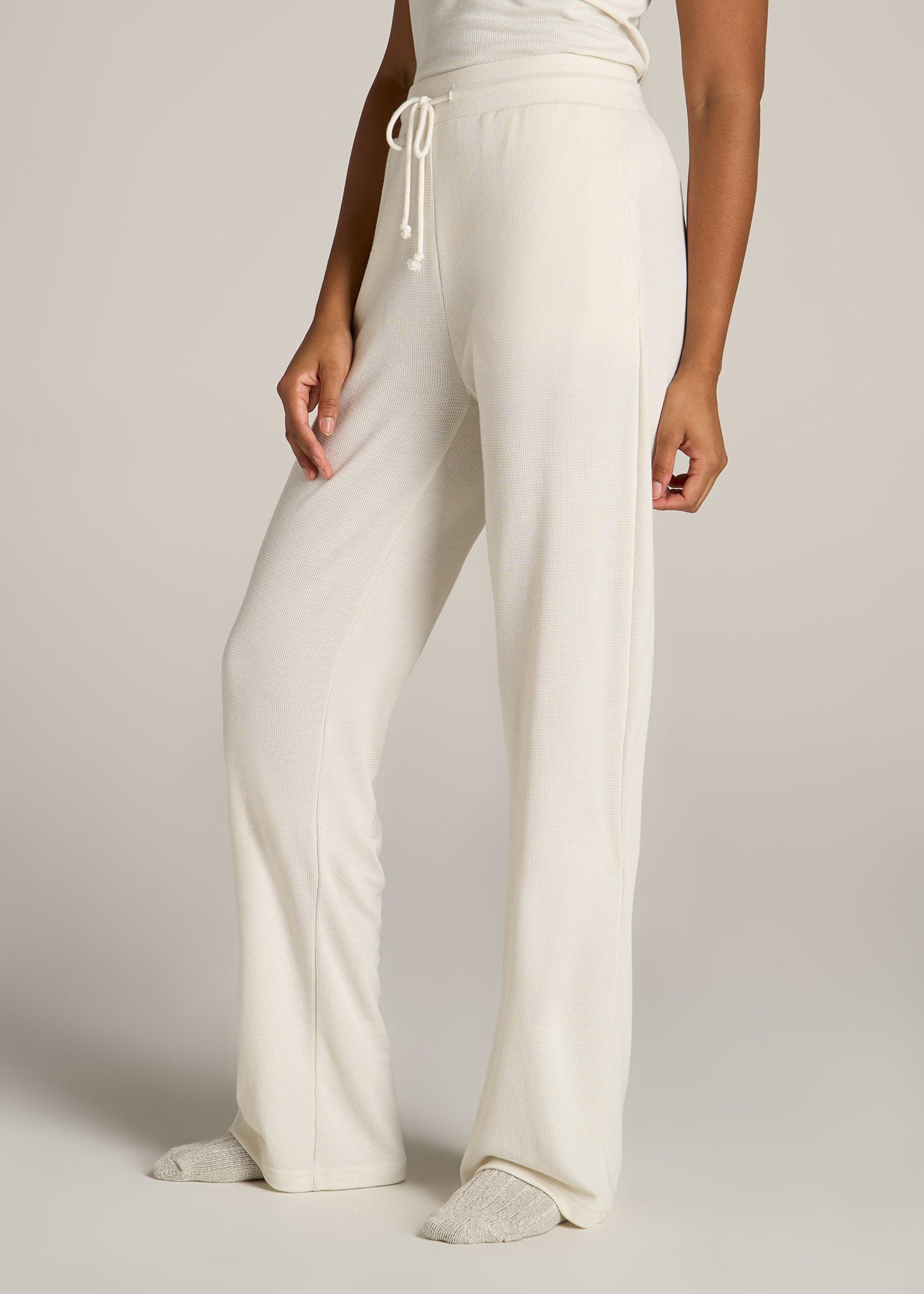 American-Tall-Women-Open-Bottom-Waffle-Lounge-Pant-White-Alyssum-side