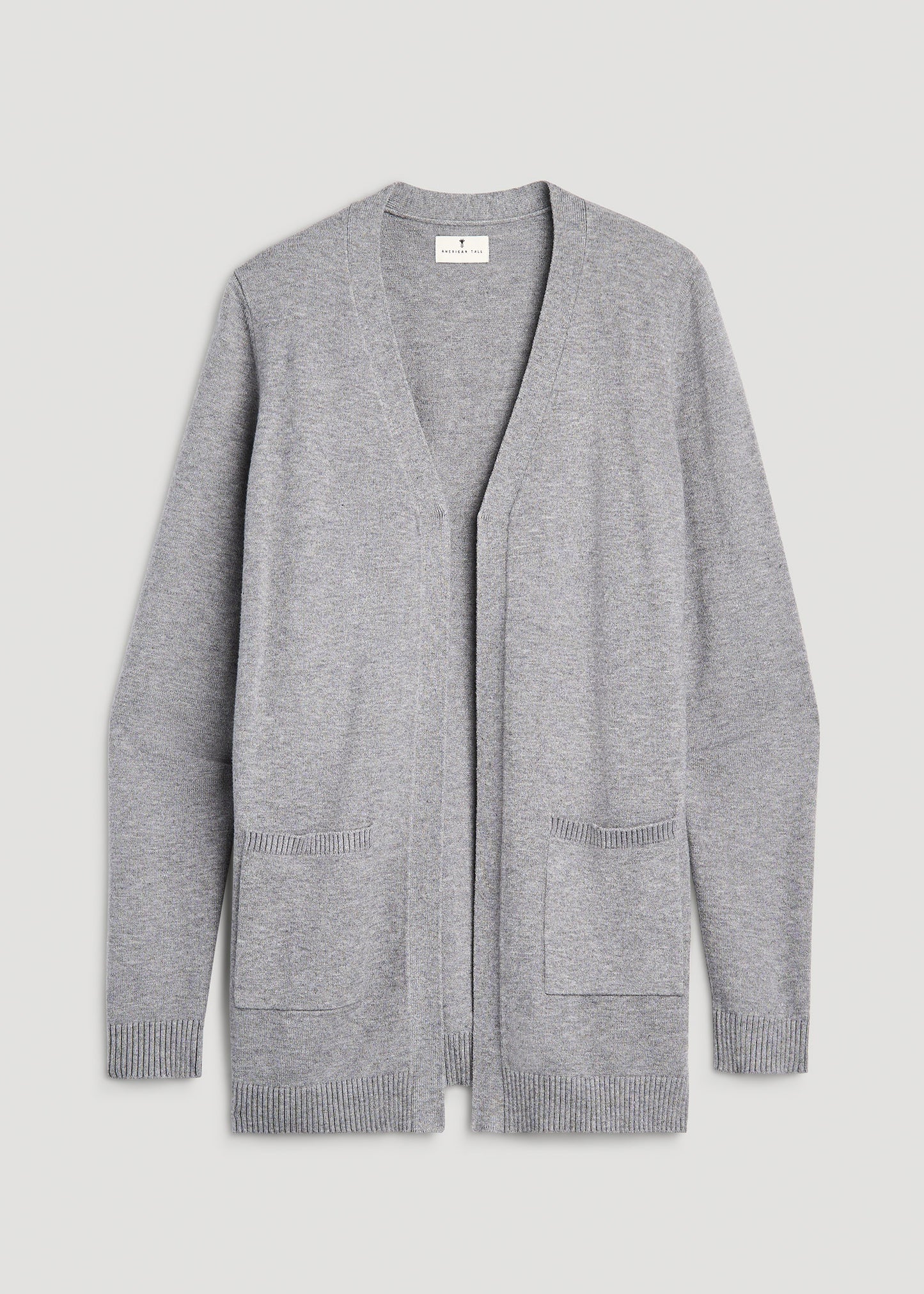 Open-Front Long Cardigan Sweater for Tall Women in Ash Grey Mix