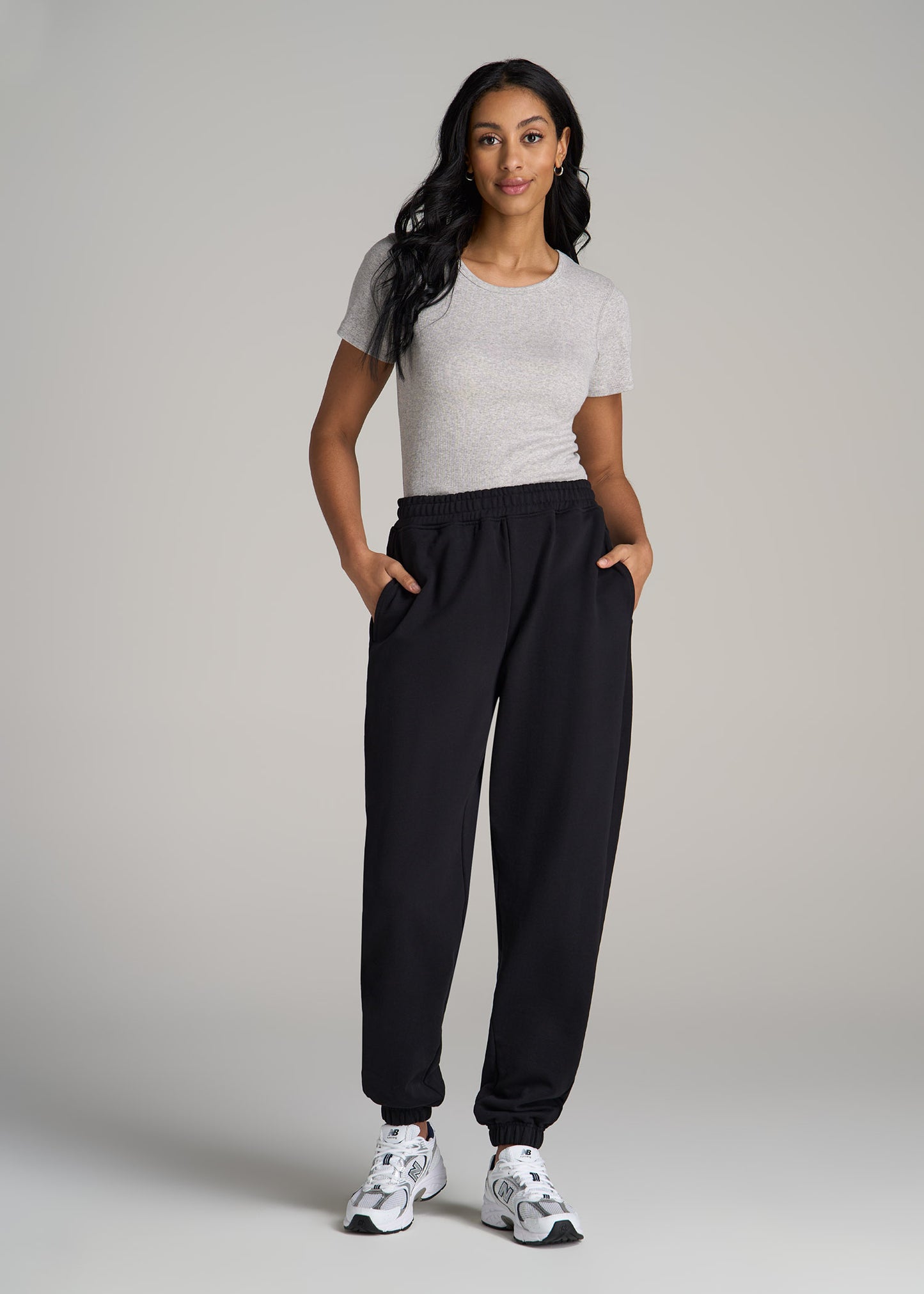 Wearever Oversized French Terry Joggers for Tall Women in Black