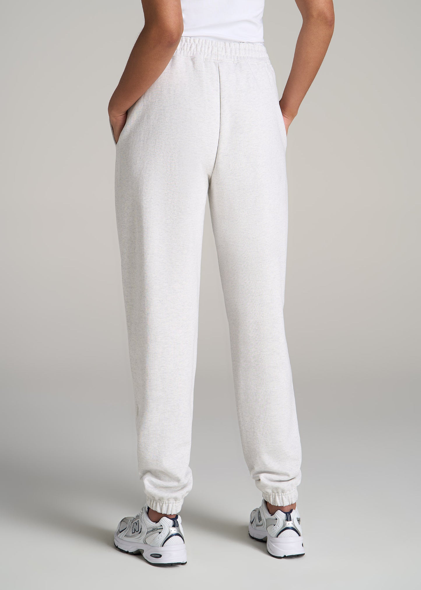 Wearever Oversized French Terry Joggers for Tall Women in Heather Cloud White