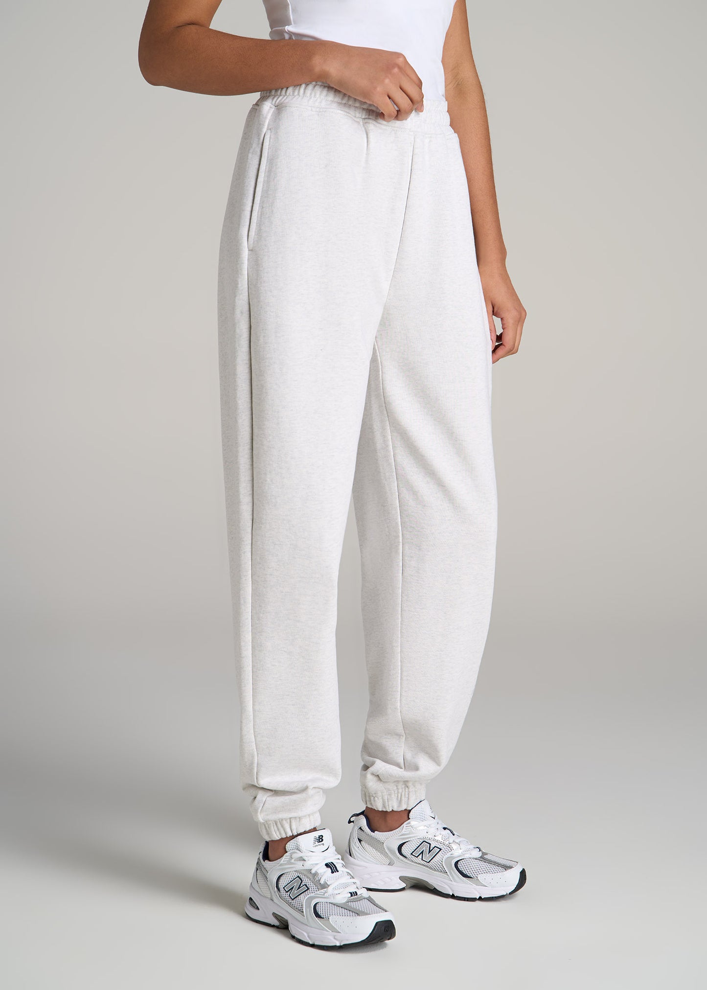 Wearever Oversized French Terry Joggers for Tall Women in Heather Cloud White