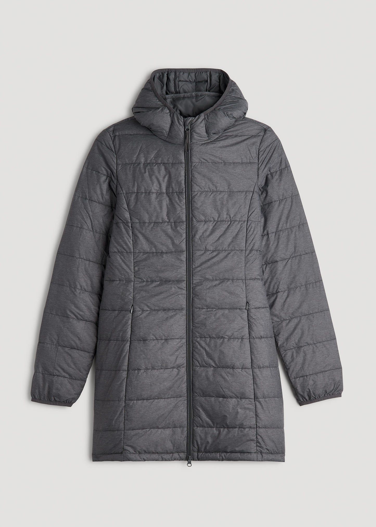 Packable Puffer Jacket for Tall Women in Charcoal Space Dye