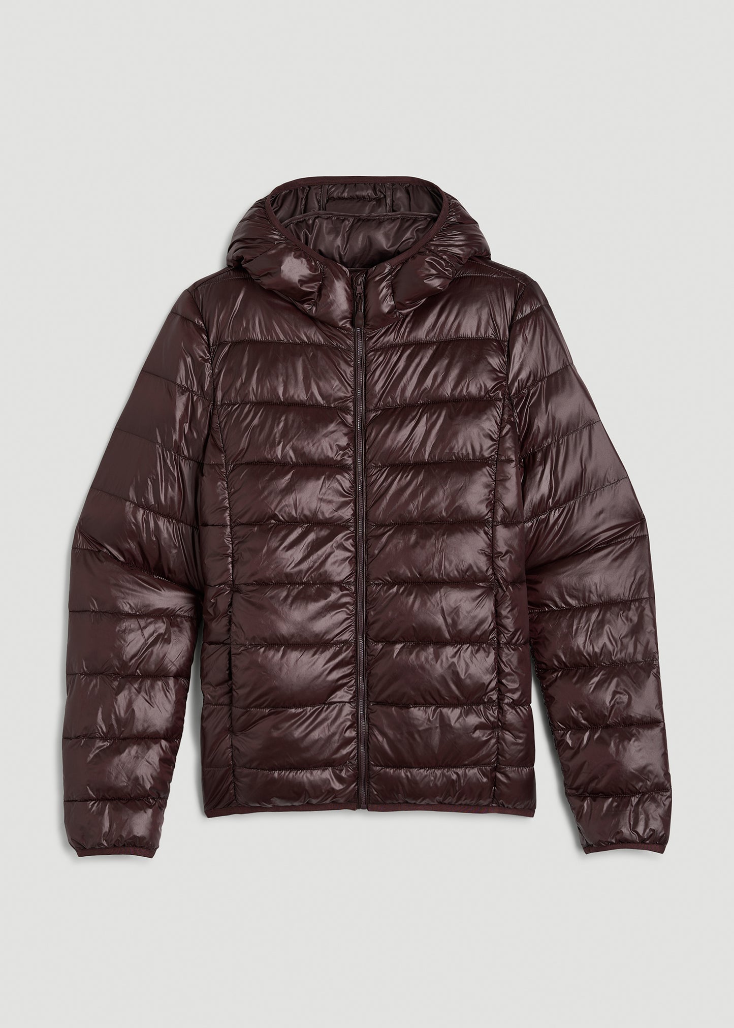 Packable Short Puffer Jacket for Tall Women in Oxblood