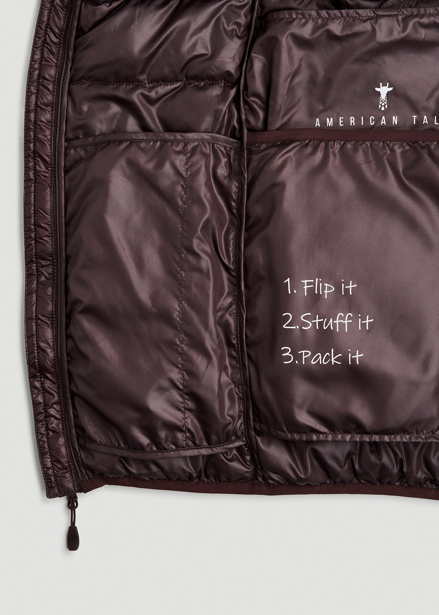 Packable Short Puffer Jacket for Tall Women in Oxblood