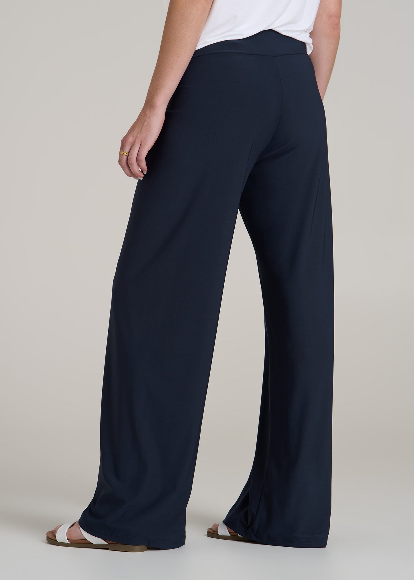 Pull On Breezy Wide Leg Pants for Tall Women in Navy