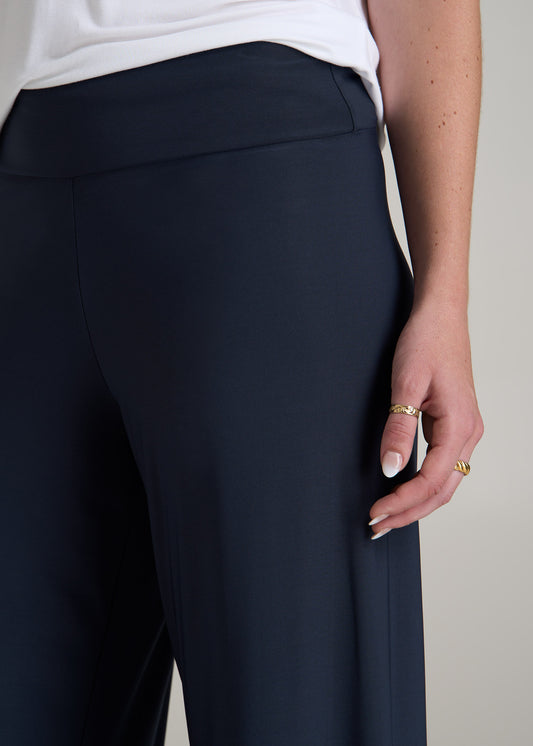 Pull On Breezy Wide Leg Pants for Tall Women in Navy