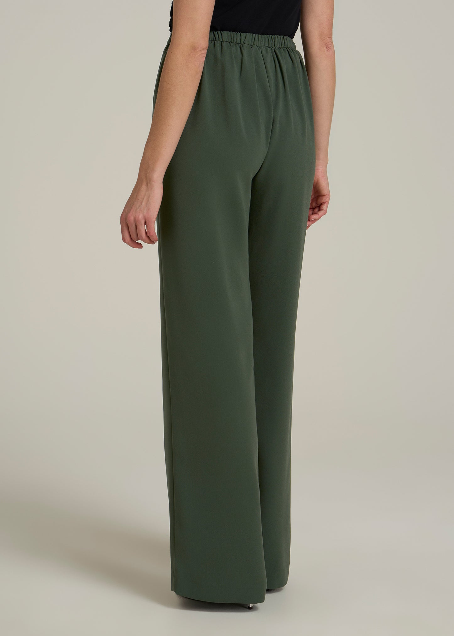 Pull-On Crepe Ultra Wide Pants for Tall Women in Climbing Ivy