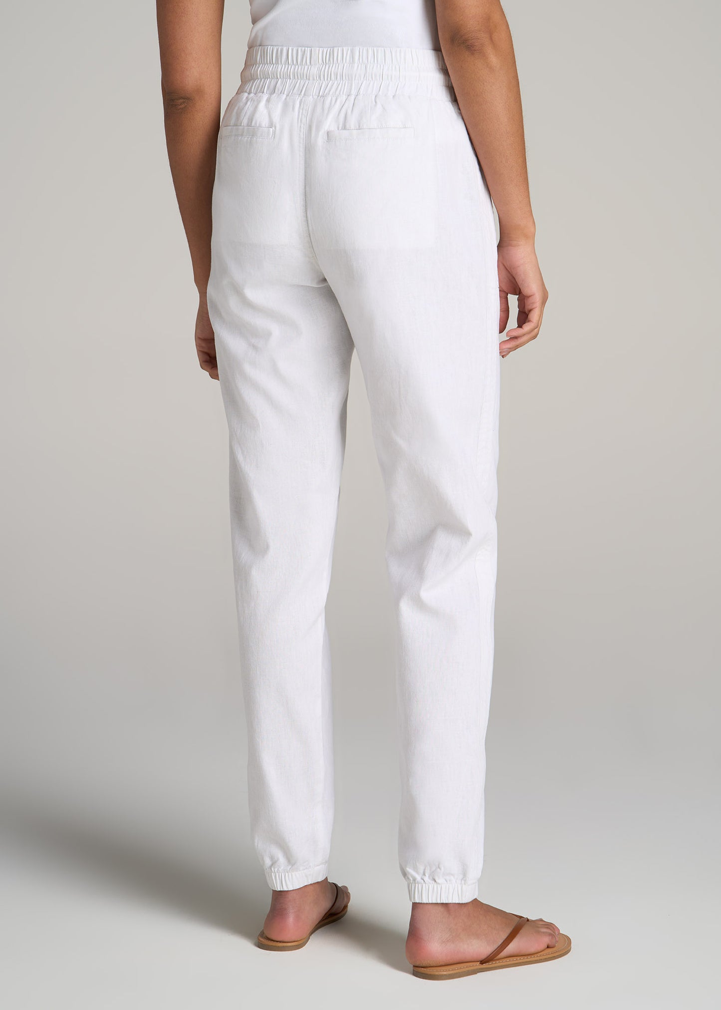 Pull-On Linen Joggers for Tall Women in White