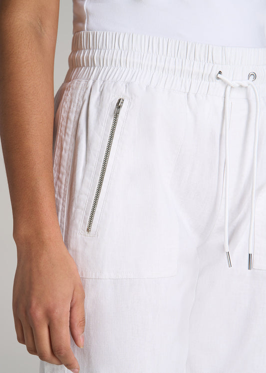 Pull-On Linen Joggers for Tall Women in White