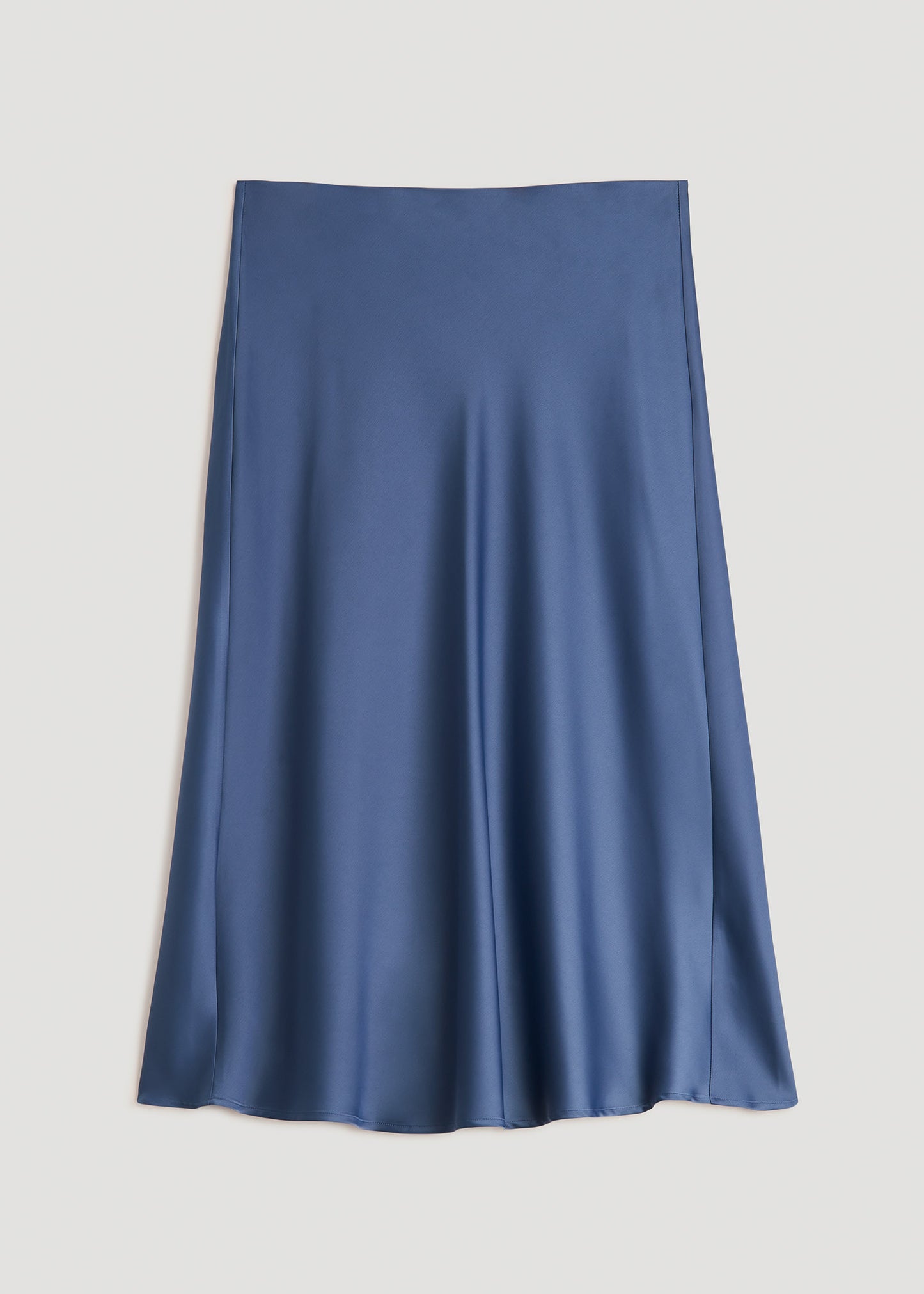 Pull-On Satin Midi Skirt for Tall Women in Steel Blue