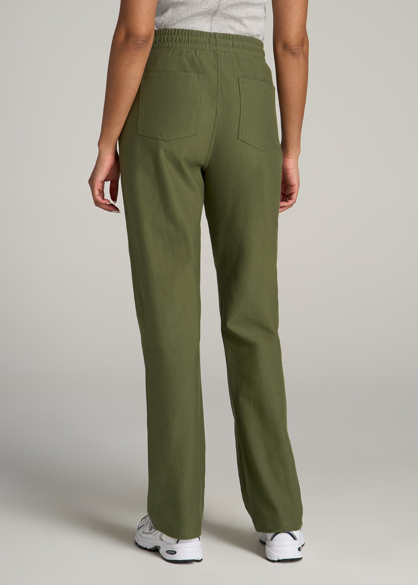 Pull-On Straight Leg Knit Pants for Tall Women in Bright Olive