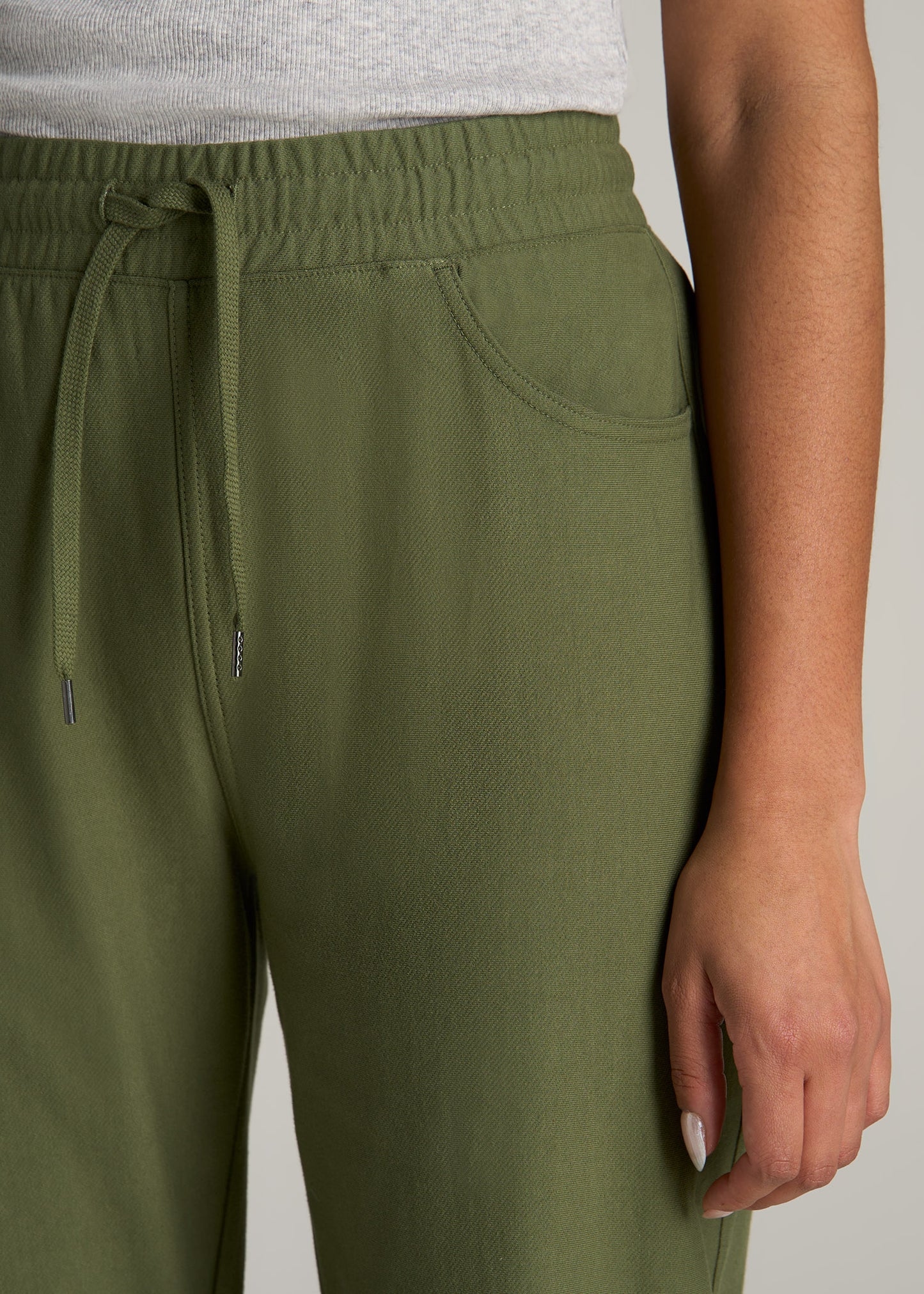 Pull-On Straight Leg Knit Pants for Tall Women in Bright Olive