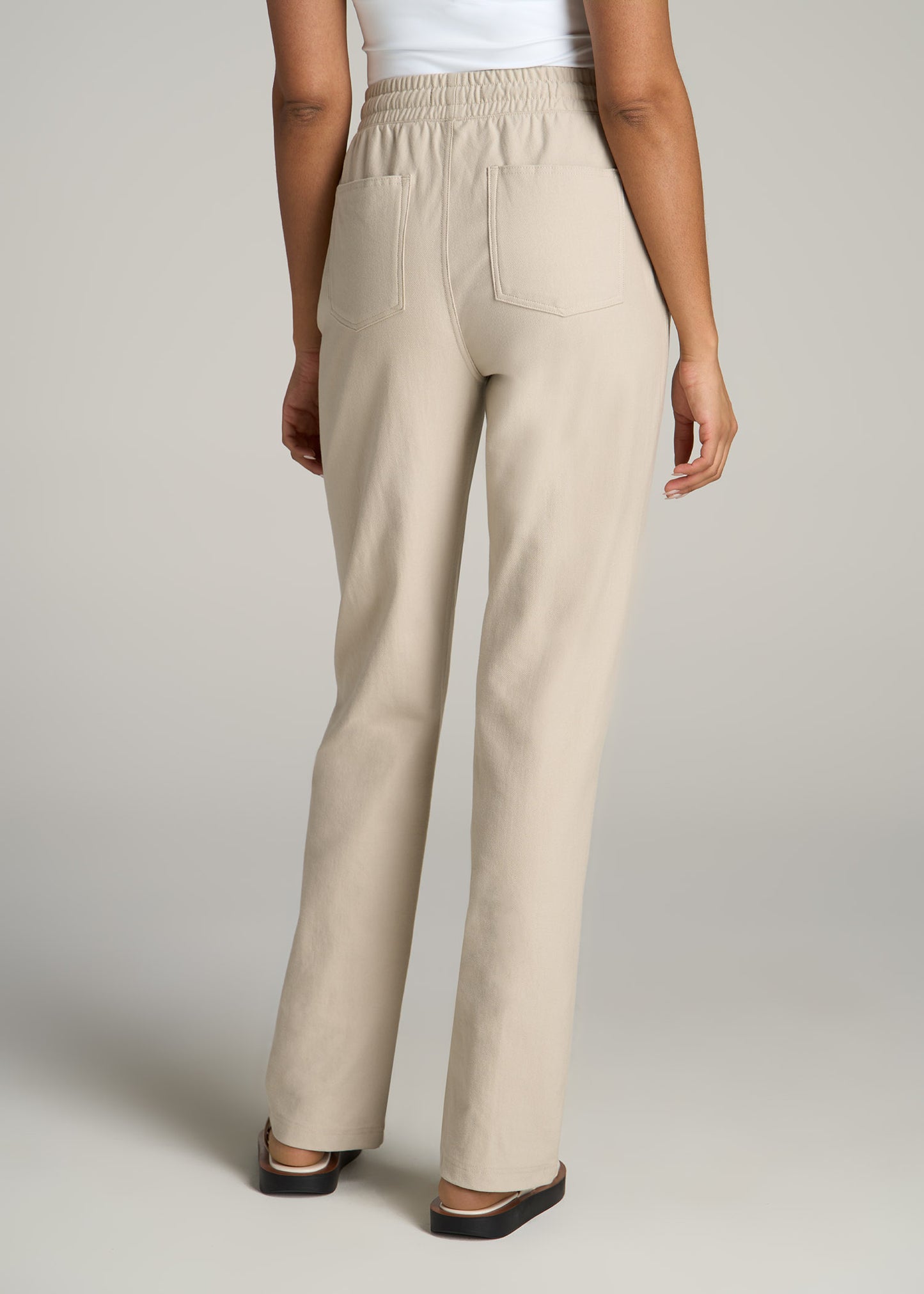 Pull-On Straight Leg Knit Pants for Tall Women in Stone