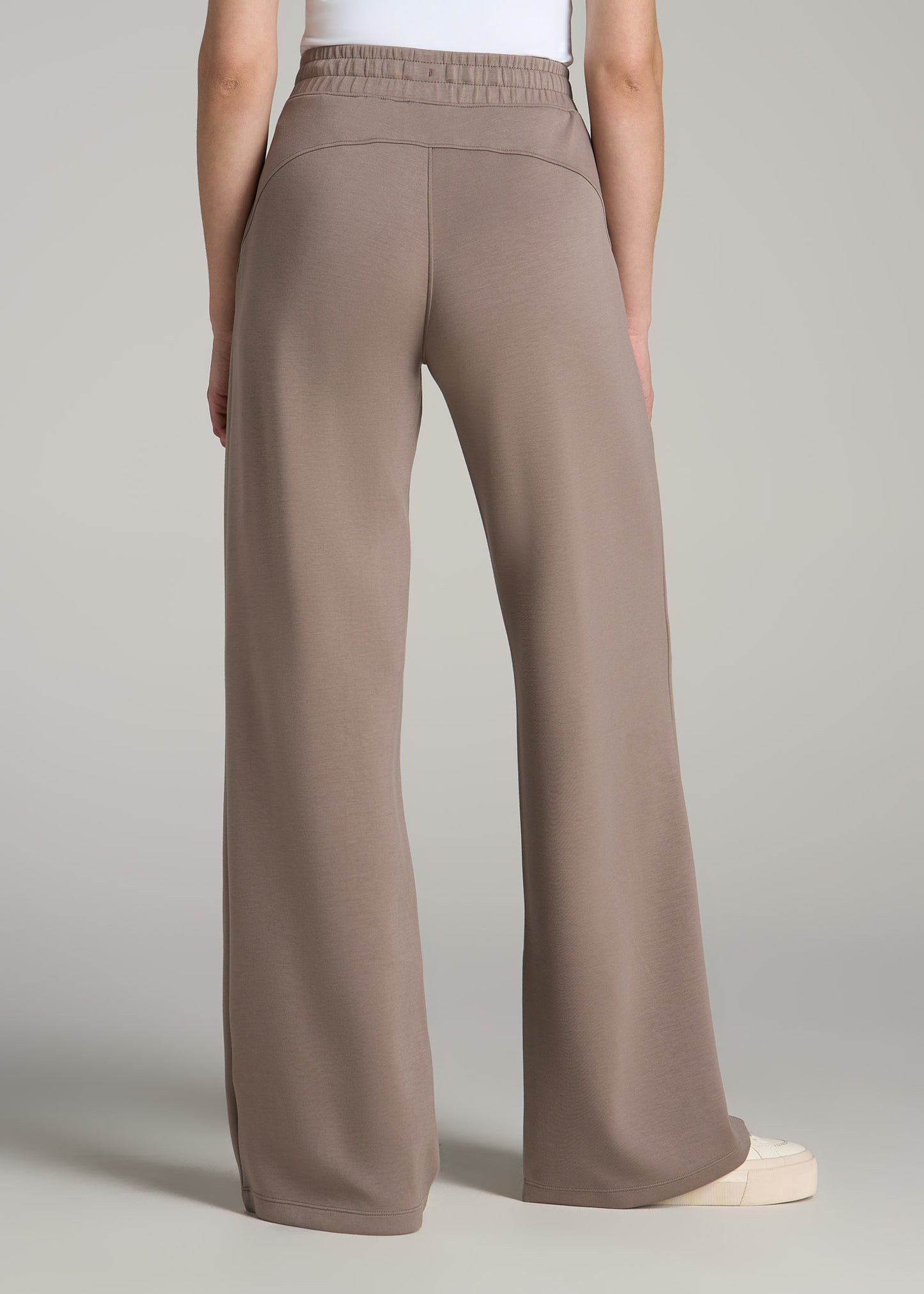 Pull-On Tie Waist Wide Leg Pants for Tall Women in Portobello