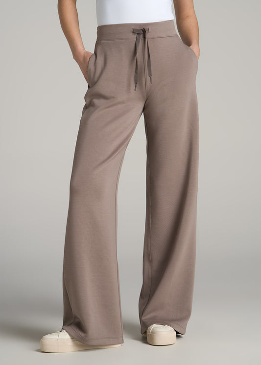 Pull-On Tie Waist Wide Leg Pants for Tall Women in Portobello