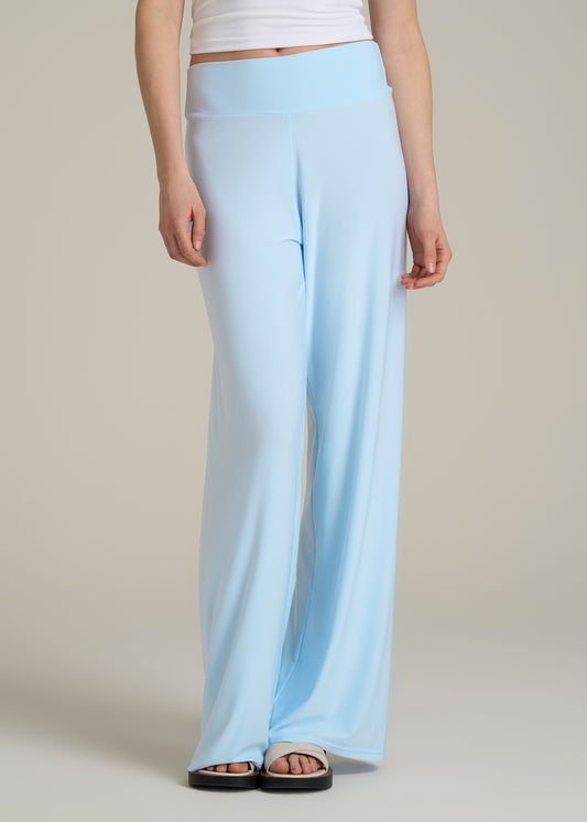 Pull On Breezy Wide Leg Pants for Tall Women in Ice Blue