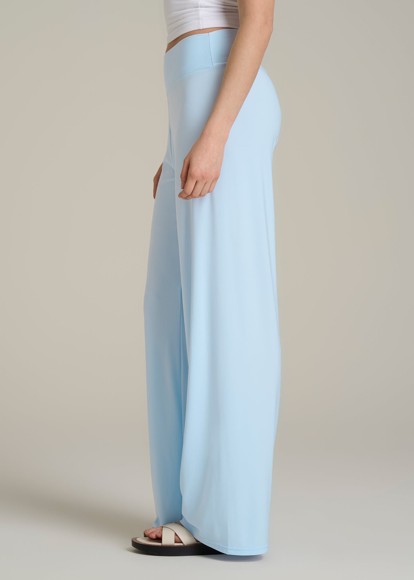 Pull On Breezy Wide Leg Pants for Tall Women in Ice Blue