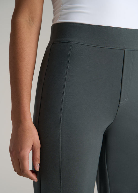 Pull-on Slim Dress Pants for Tall Women in Soft Green